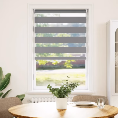 Hall sebraruloo aknale, 70 x 120 cm, 100% polüester, kettmehhanismiga