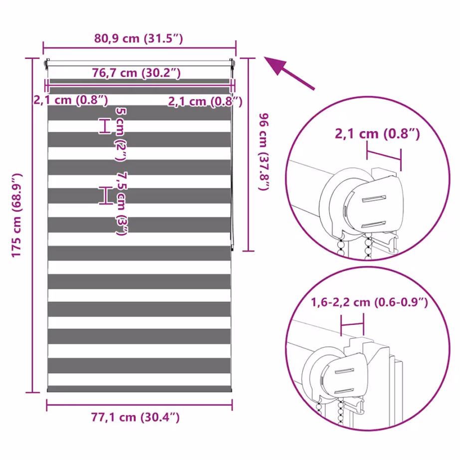Hall sebraruloo 80 x 175 cm, 100% polüester, keti juhtimisega – 13