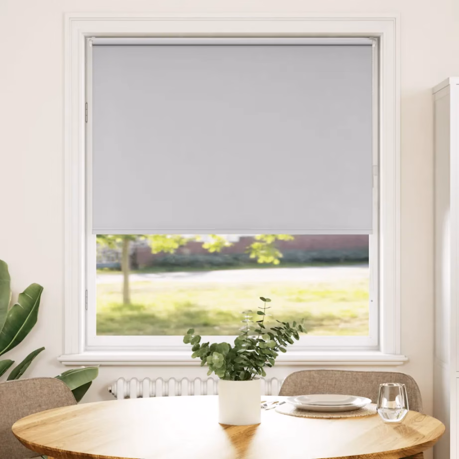 Pimendav ruloo privaatsuseks ja valguse reguleerimiseks, helehall, 95 x 130 cm, kanga laius 90,7 cm, 100% polüester, alumiiniumsiiniga, ketiga juhitav – 2