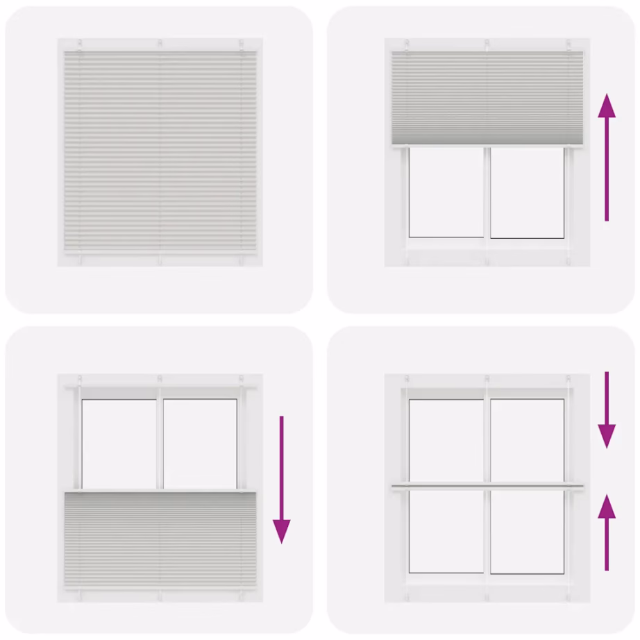 Plisseeritud ruloo, helehall, 115 x 100 cm, 100% polüester, kahe paigaldusviisiga – 5