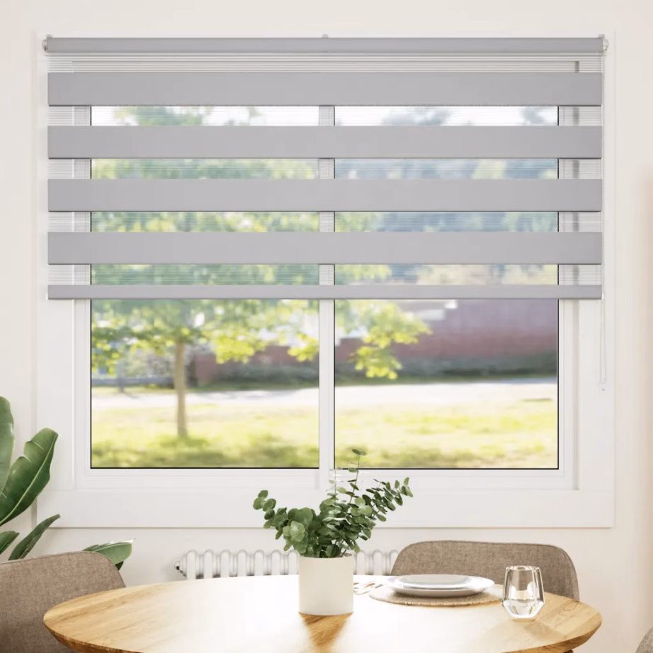 Sebra ruloo valguse reguleerimiseks, helehall, 160 x 100 cm, 100% polüester, alumiiniumsiiniga, kettmehhanismiga – 2