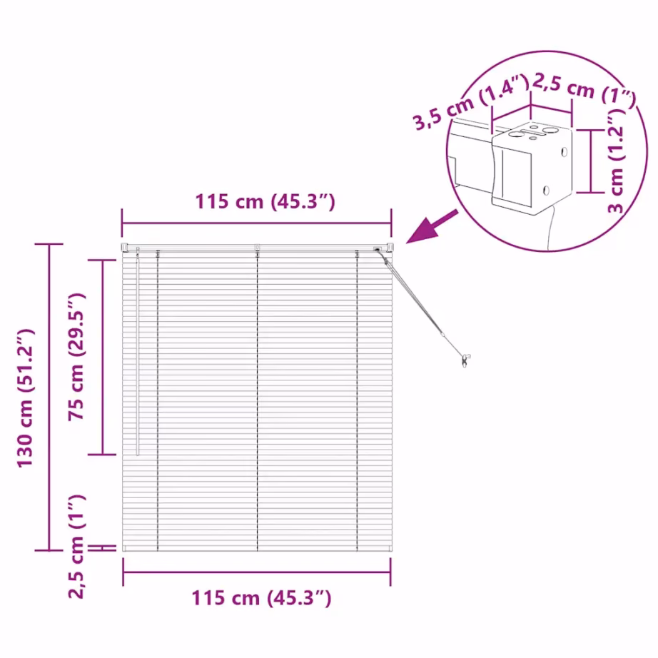 Hõbedane alumiiniumist Veneetsia ruloo, 130 x 115 cm – 13