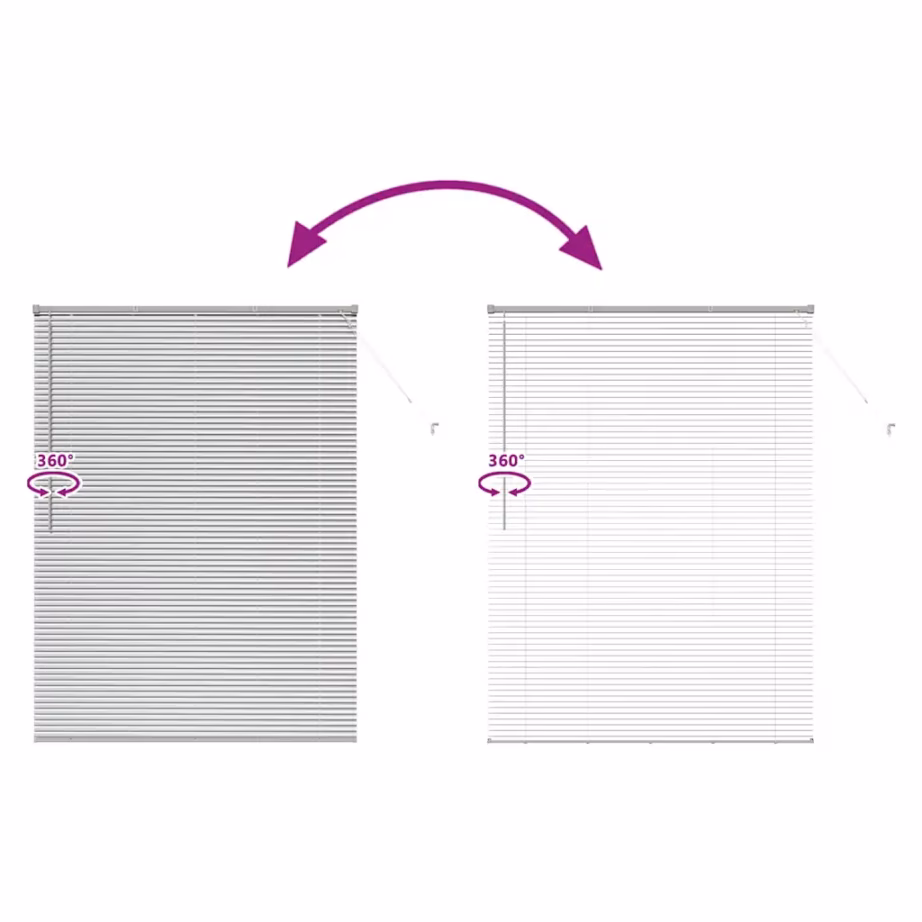 Hõbedane alumiiniumist Veneetsia ruloo valguse ja privaatsuse reguleerimiseks, 175 x 135 cm – 11