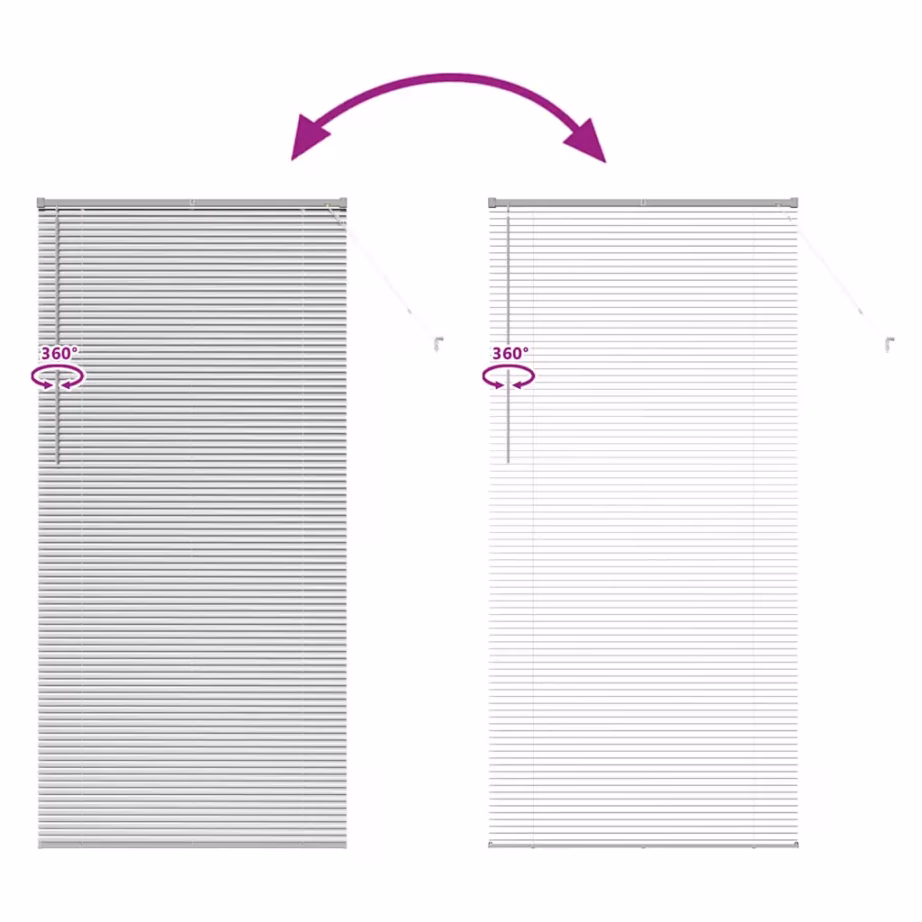 Veneetsia ruloo valguse ja privaatsuse reguleerimiseks, hõbedane alumiinium, 220 x 105 cm – 11