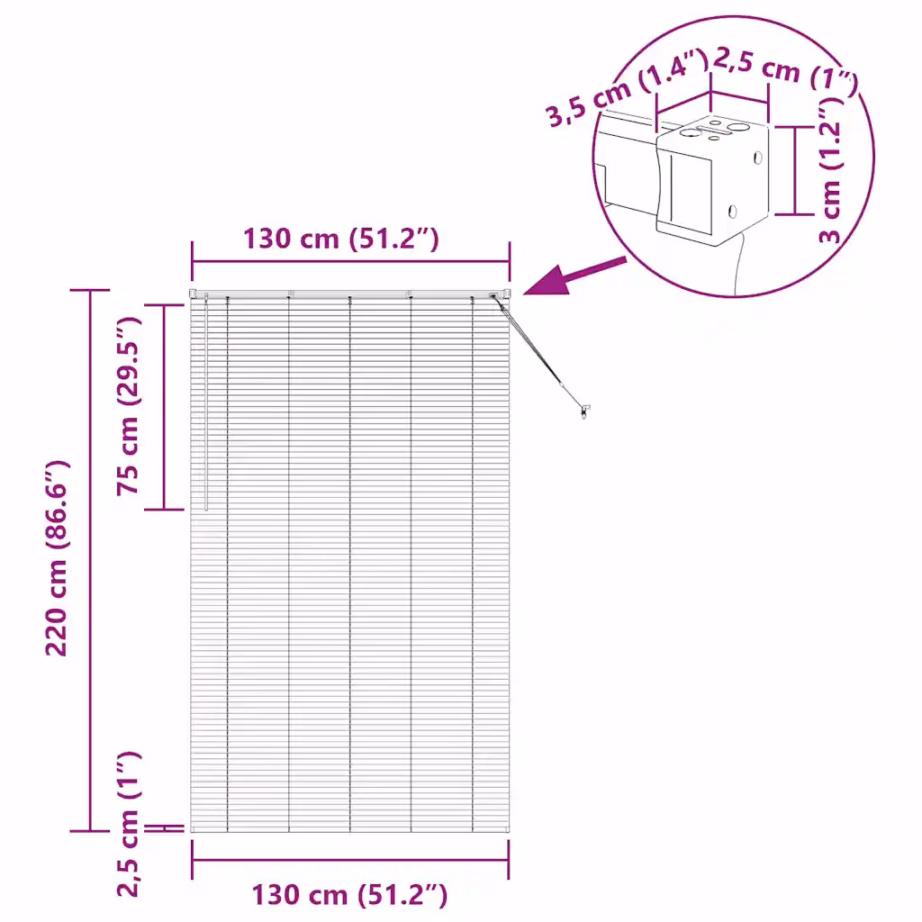 Veneetsia alumiiniumribakardin valguse ja privaatsuse reguleerimiseks, hõbedane, 220 x 130 cm – 13