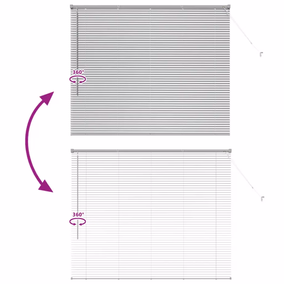 Hõbedane Veneetsia ruloo alumiiniumist, 130 x 160 cm – 11