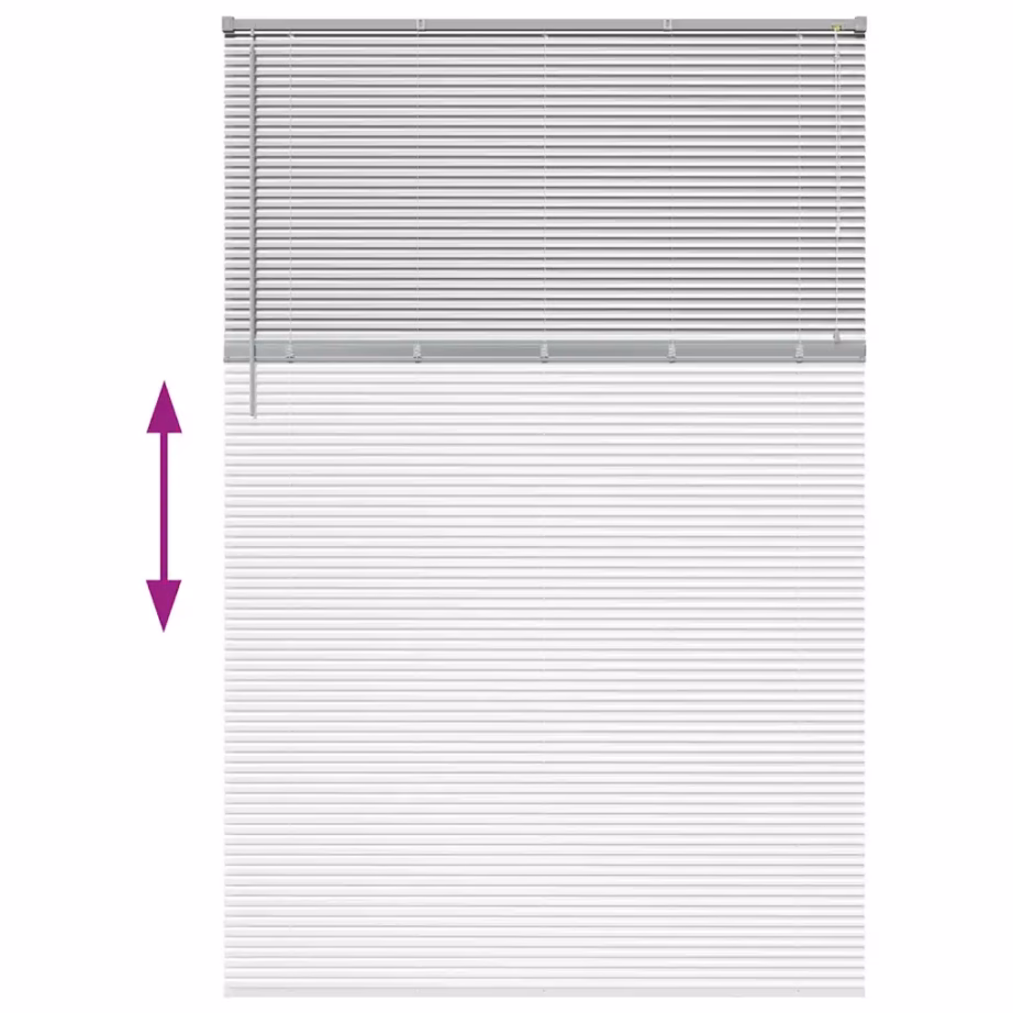 Veneetsia ruloo valguse ja privaatsuse reguleerimiseks, hõbedane alumiinium, 220 x 150 cm – 12