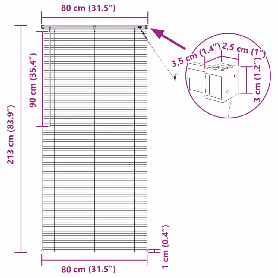 Reguleeritav veneetsia ruloo, hõbehall PVC, 213 x 80 cm – 10