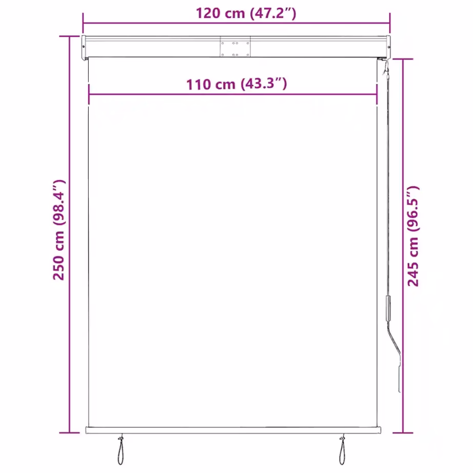 Käsivändaga väliruloo rõdule ja terrassile, kollane-sinine, 120 x 250 cm – 10