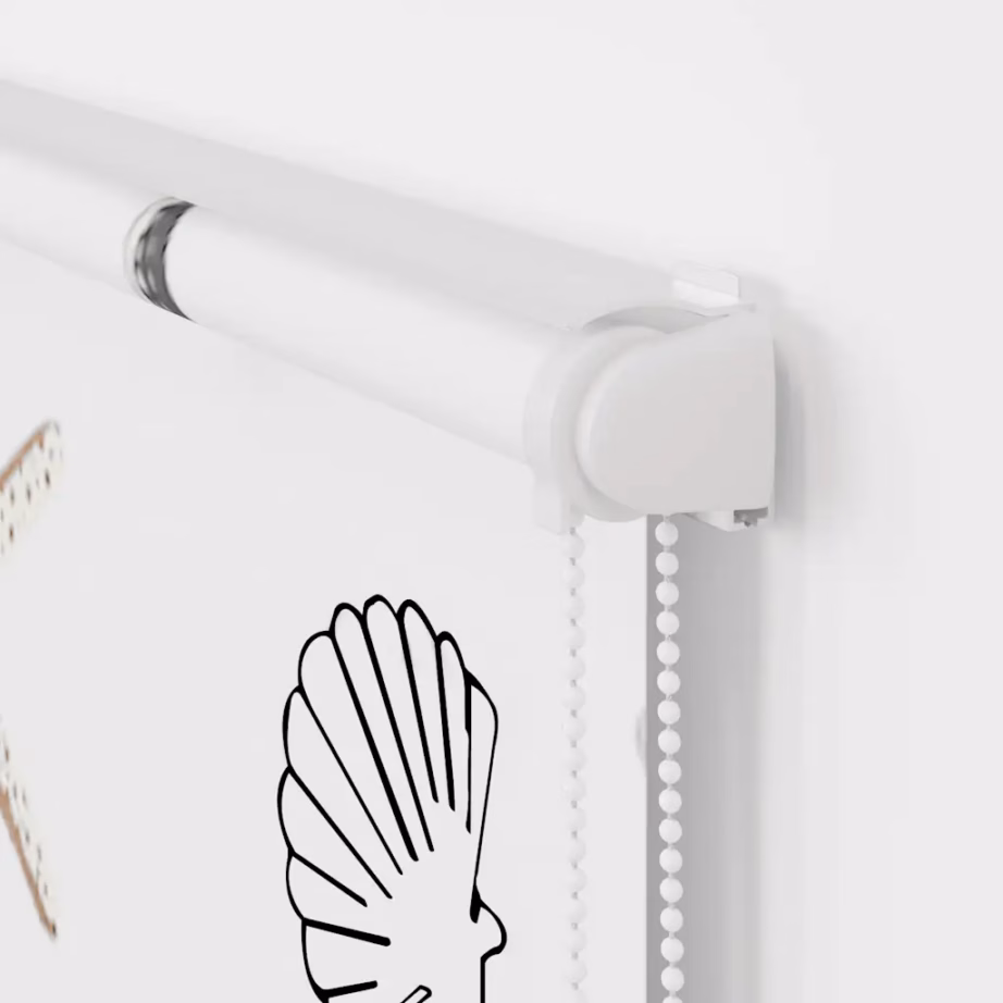 Kassetiga duširuloo meritähtede ja karpidega mustriga, PEVA, 100 x 240 cm, kanga laius 96 cm – 8