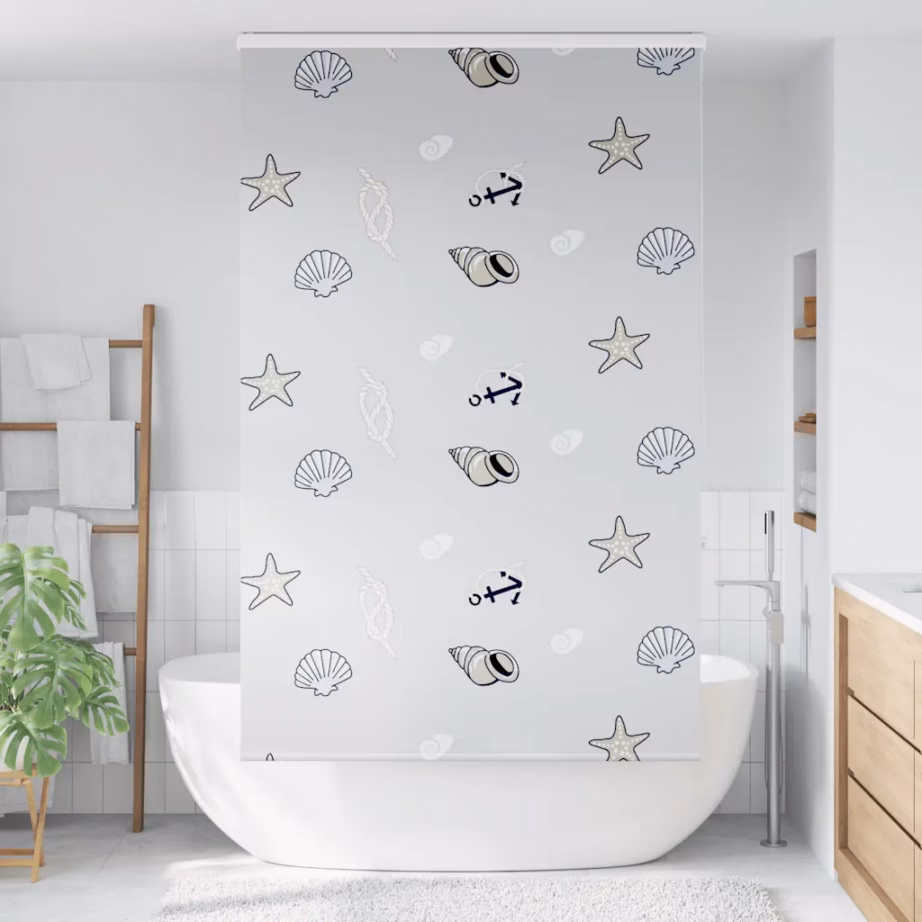 Kassetiga duširuloo meretähe mustriga, PEVA, 120 x 240 cm – 2