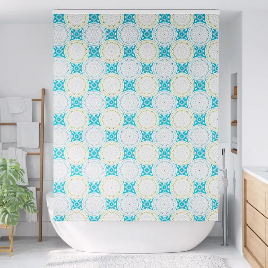 Kassetiga duširuloo ornamentmustriga, PEVA, mitmevärviline, 150 x 240 cm – 2