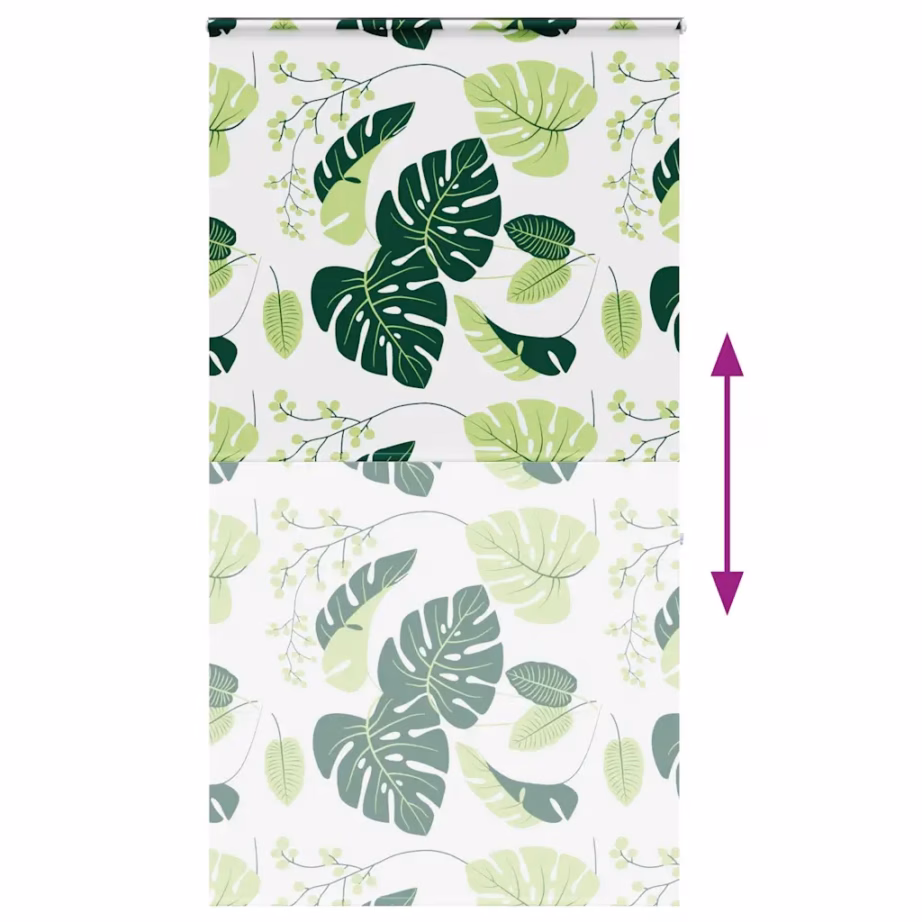 Kassetiga duširuloo roheliste lehtede mustriga, PEVA, 140 x 240 cm, kanga laius 136 cm – 5