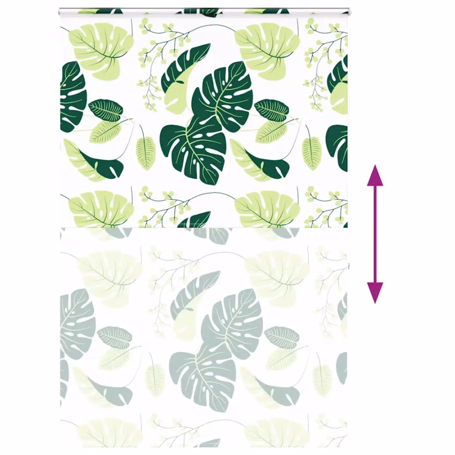 Kassetiga duširuloo roheliste lehtede mustriga, PEVA, 150 x 240 cm – 5