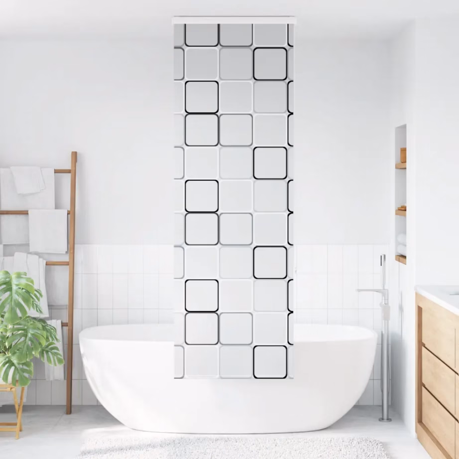 Kassetiga duširuloo ruudumustriga, PEVA, 70 x 240 cm – 2