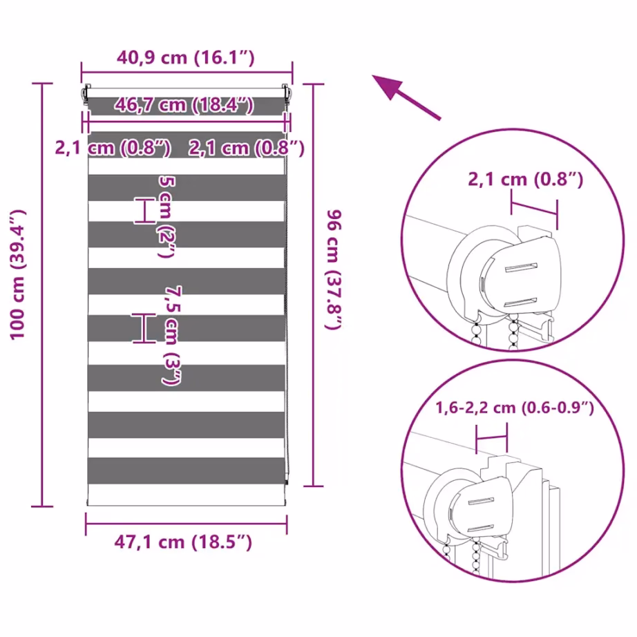 Kohvivärvi sebraruloo, 40 x 100 cm, 100% polüester – 13