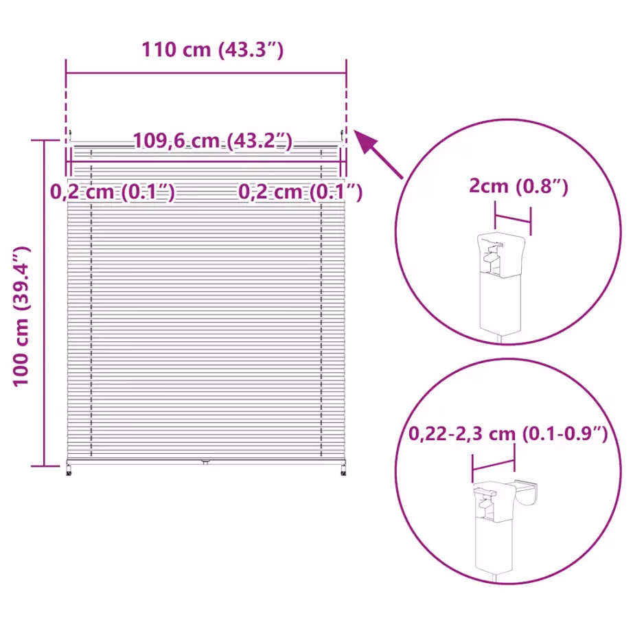Plisseekardin kreppkangast, kreemjas, 110 x 100 cm, klambritega kinnitatav – 10