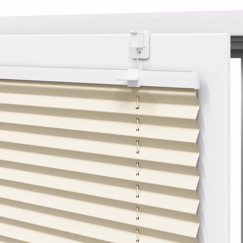 Plisseeritud ruloo, kreemjasvalge, 115 x 100 cm, 100% polüester, kaks paigaldusviisi – 9