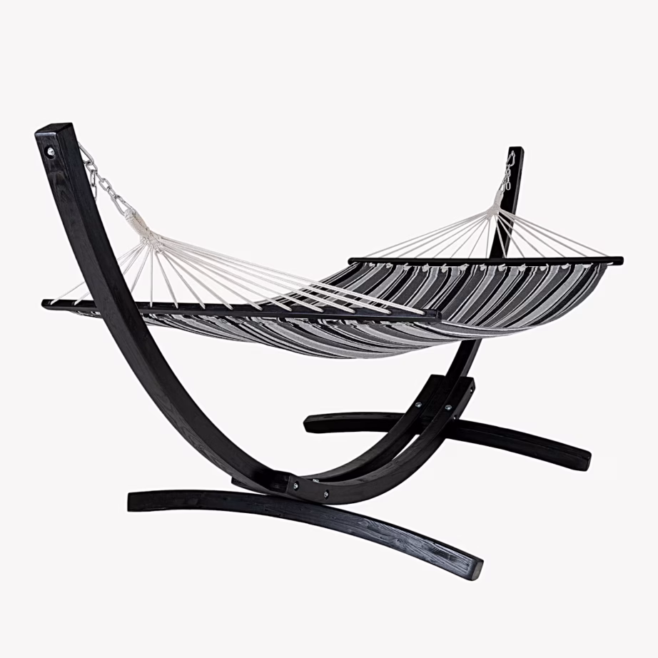 Lehispuidust raamiga võrkkiik Tripoli, must-hall-valge, 117 x 200 cm – 4