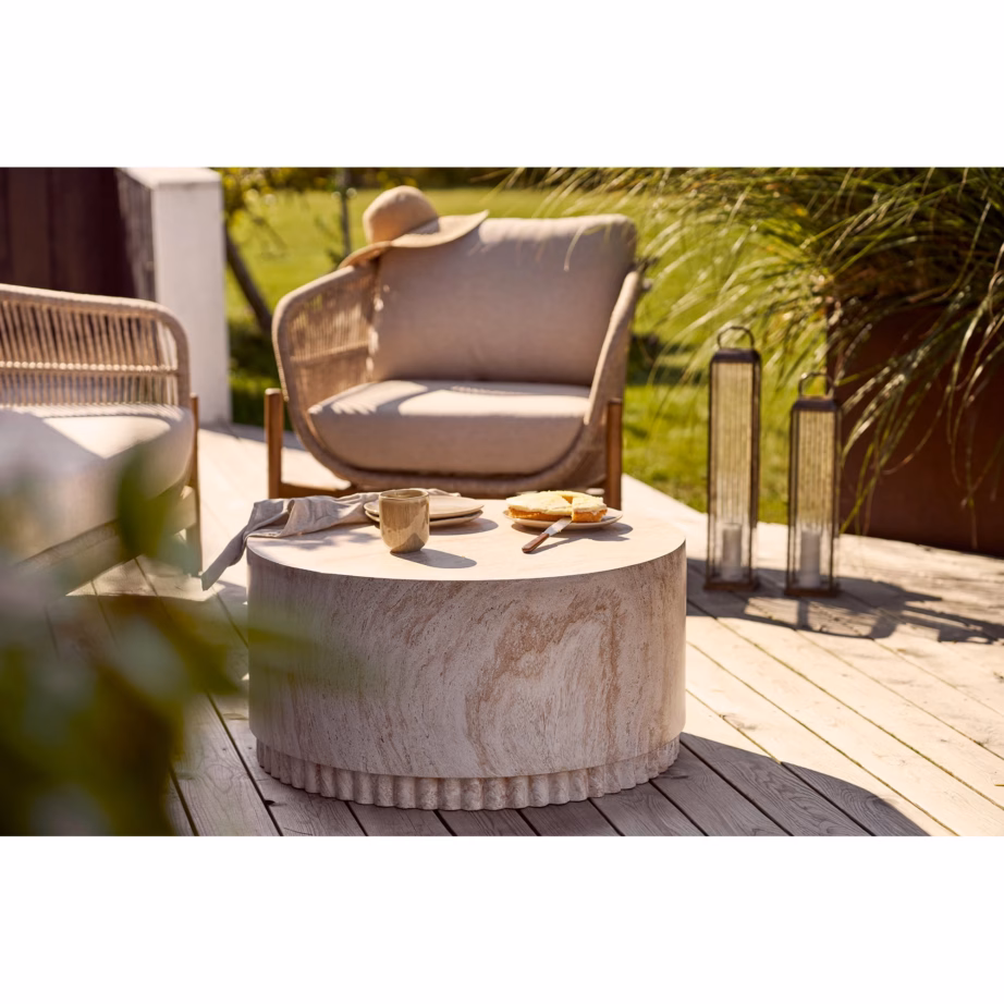 Ümar fiberclay kohvilaud, naturaalne, ø75×37 cm Bonn – 4