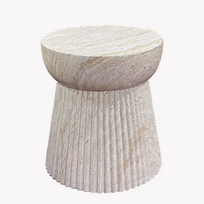 Ümar komposiitmaterjalist abilaud Bonn, naturaalne, Ø37x43 cm