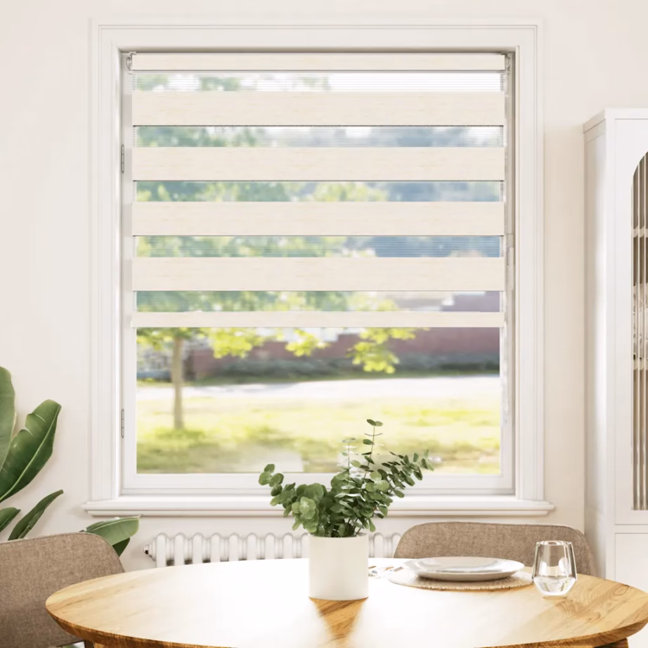 Sebraruloo privaatsuse ja valguse reguleerimiseks, marmorbeež, 115 x 100 cm, polüester, alumiiniumsiin – 2