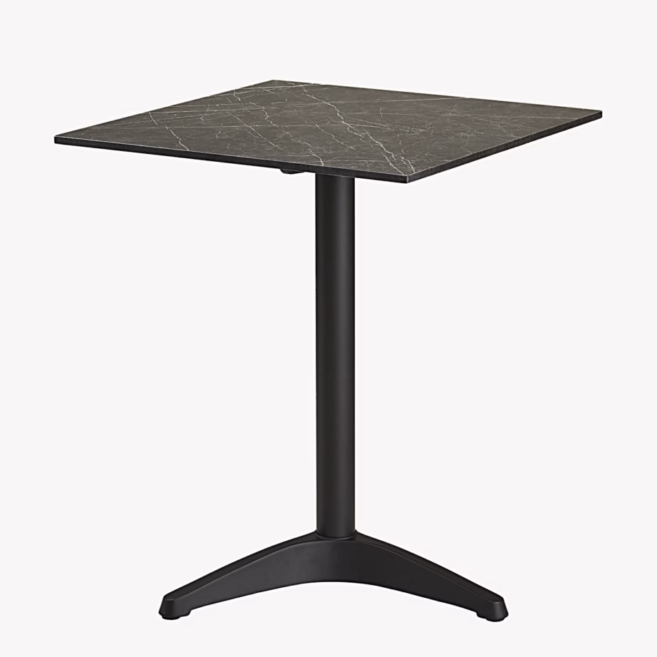 Marmorimustriga tumehall bistrolaud mustade jalgadega 60×60×73 cm – 3