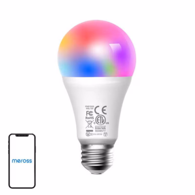 Nutikas RGBW LED-pirn hämardatav E27 Meross MSL120, 810 lm, 9 W, 2700–6500 K, A19, Wi‑Fi 2.4 GHz, töötab Apple HomeKit,