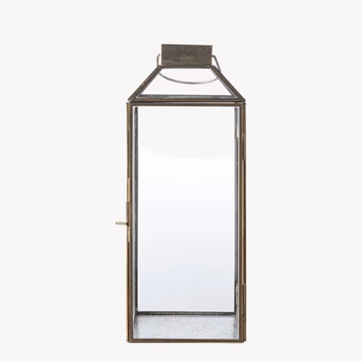 Metallist ja klaasist aialatern antiikmessingi toonis Mysore