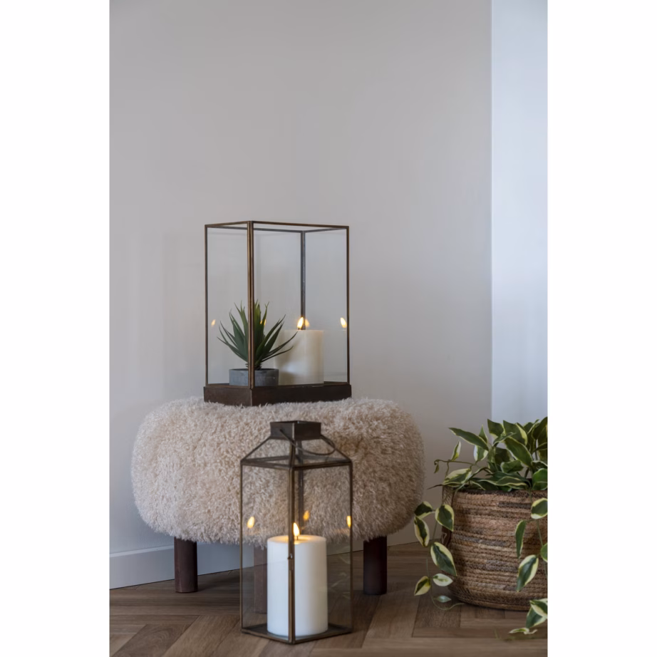 Metallist ja klaasist aialatern antiikmessingi toonis Mysore – 2