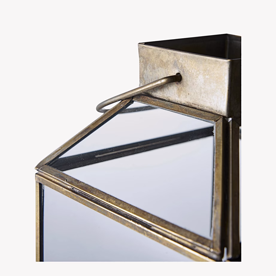 Metallist ja klaasist aialatern antiikmessingi toonis Mysore – 5