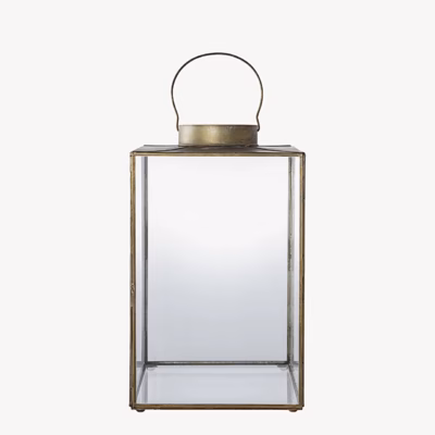 Metallist ja klaasist aialatern antiikmessingu välimusega Mohali 42 cm