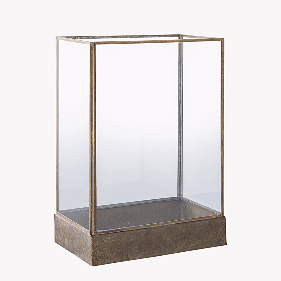 Metallist ja klaasist latern antiikmessingu toonis Manali – 3