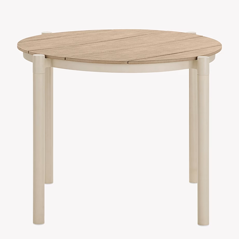 Ümmargune aialaud PE-lauaplaadi ja alumiiniumjalgadega ø90 cm Abela – 3