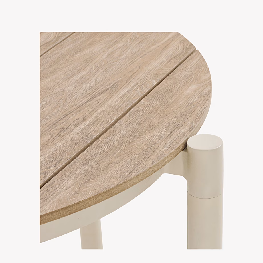 Ümmargune aialaud PE-lauaplaadi ja alumiiniumjalgadega ø90 cm Abela – 6