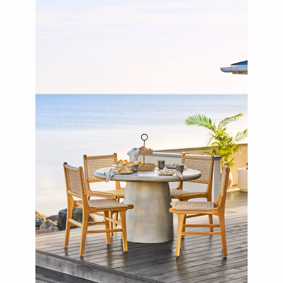 Ümmargune aiasöögilaud fiberclay-komposiidist, hall, ø120×75 cm Bonnet – 2