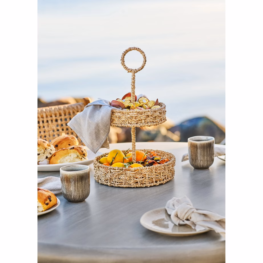 Ümmargune aiasöögilaud fiberclay-komposiidist, hall, ø120×75 cm Bonnet – 6