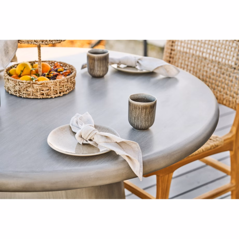 Ümmargune aiasöögilaud fiberclay-komposiidist, hall, ø120×75 cm Bonnet – 7