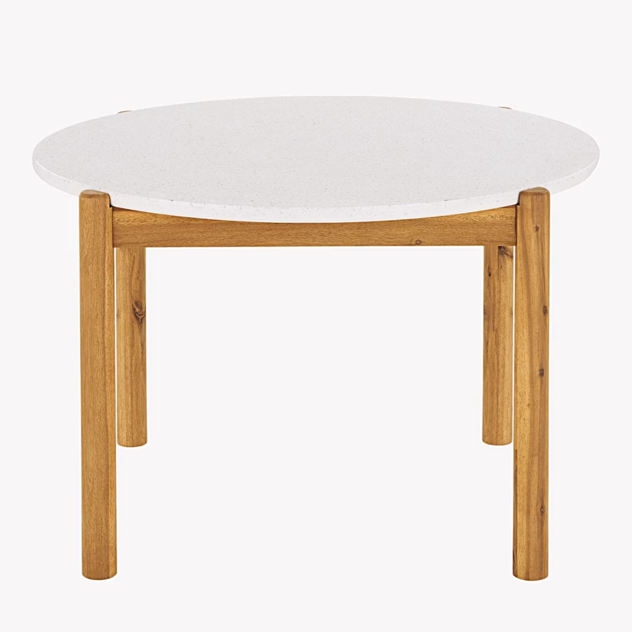 Ümmargune akaatsiapuidust ja terrazzo söögilaud Terracina, ø120×76 cm – 3