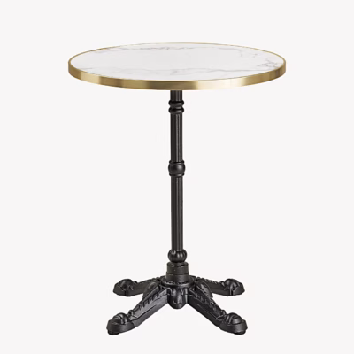 Ümmargune bistroolaud marmorimustriga, valge kuldse servaga, ø60x73 cm