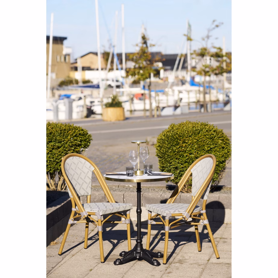 Ümmargune bistroolaud marmorimustriga, valge kuldse servaga, ø60×73 cm - 2