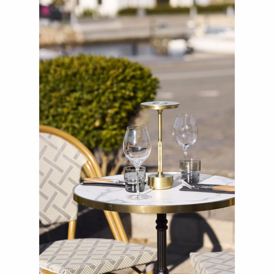 Ümmargune bistroolaud marmorimustriga, valge kuldse servaga, ø60×73 cm - 3
