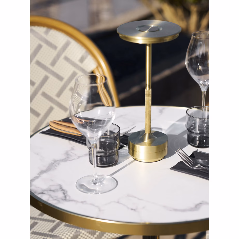 Ümmargune bistroolaud marmorimustriga, valge kuldse servaga, ø60×73 cm - 4