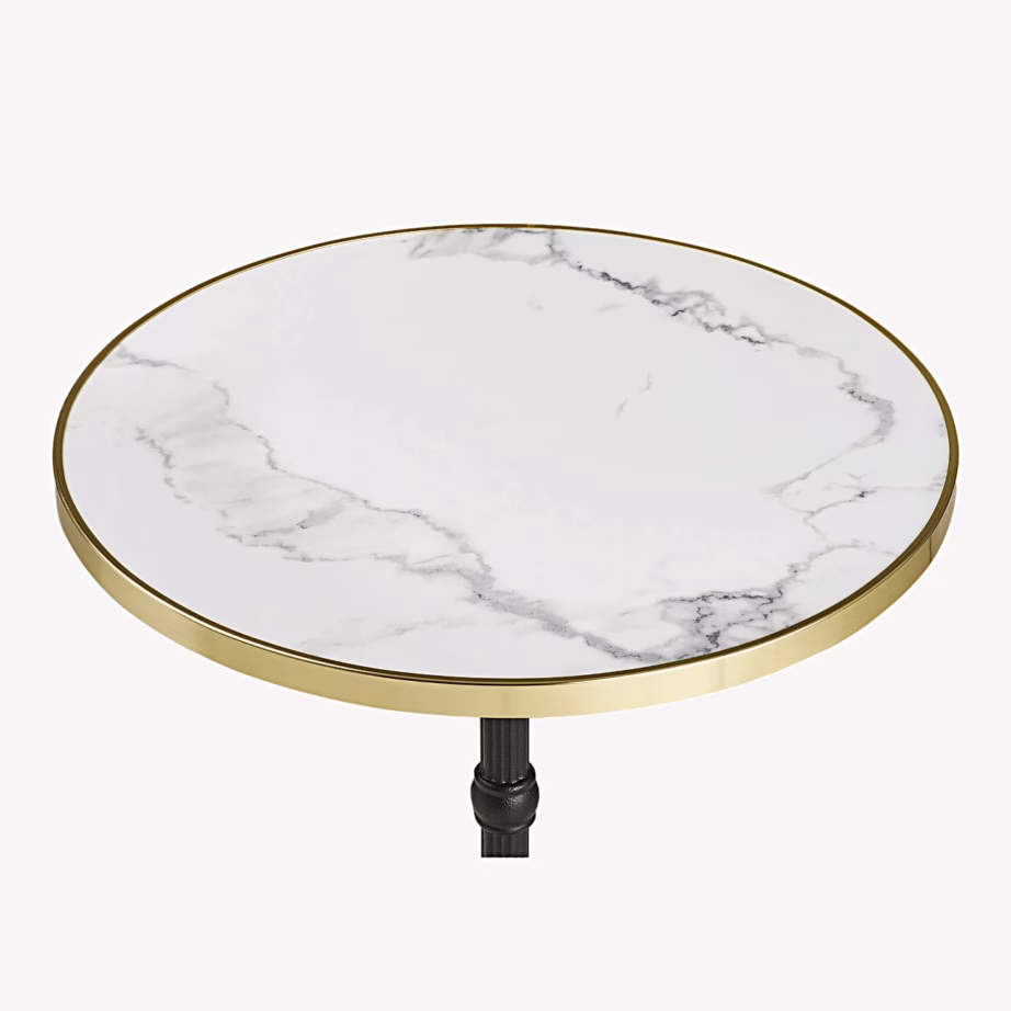 Ümmargune bistroolaud marmorimustriga, valge kuldse servaga, ø60×73 cm - 6