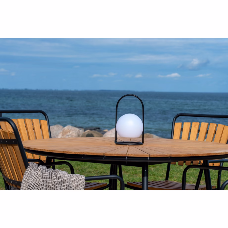 Ümmargune tiigipuust aialaud mustade metalljalgadega Cleveland, ø130 cm – 4