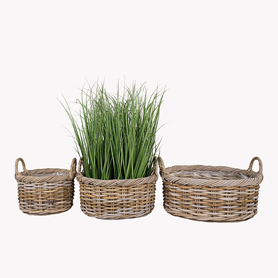 Ümmargused rotangist hoiukorvid Kuta, looduslik toon, 3-osaline komplekt – 3
