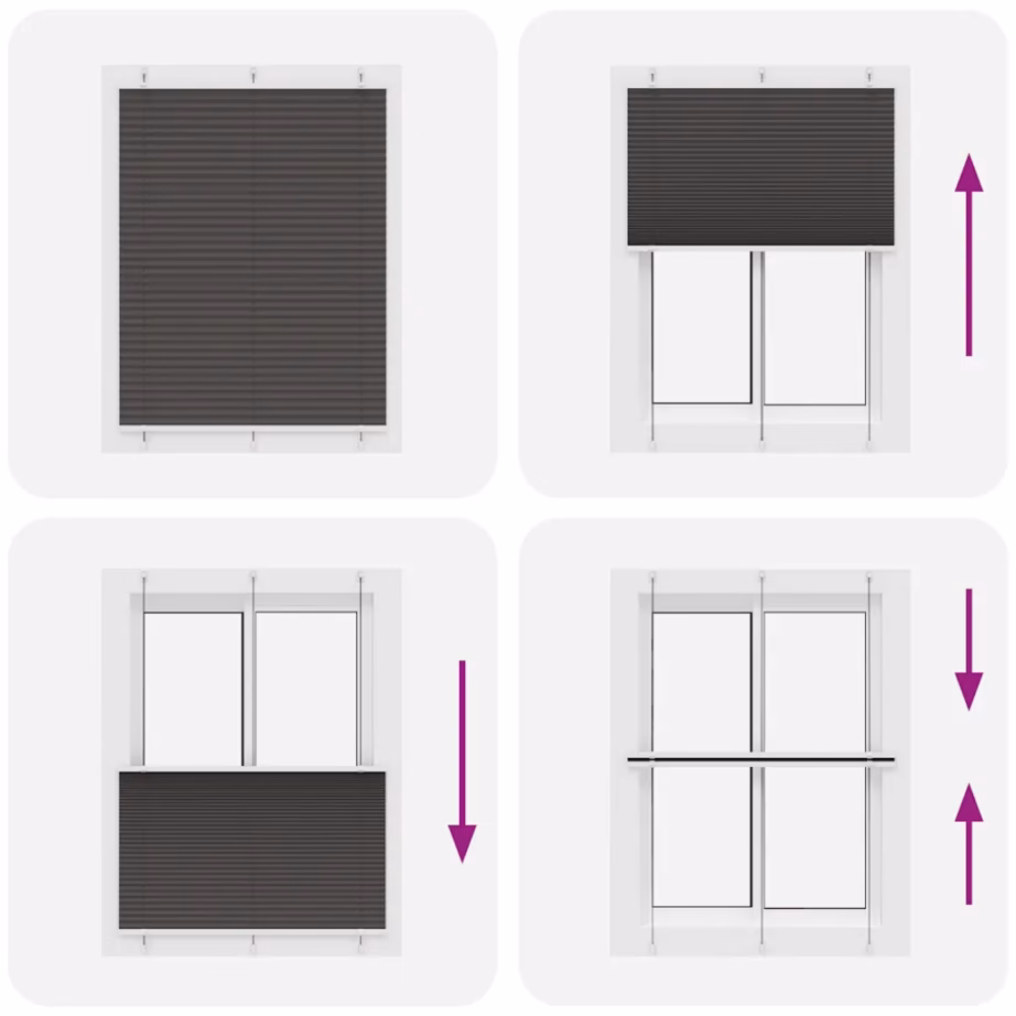 Must plisseeritud ruloo, 110 x 150 cm, 100% polüester, kahe paigaldusviisiga – 7