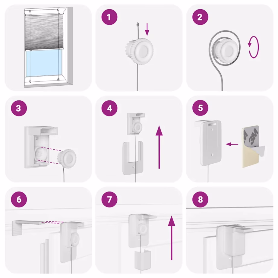 Plisseeritud aknaruloo must, 80 x 200 cm, 100% polüester, kahe paigaldusviisiga – 5