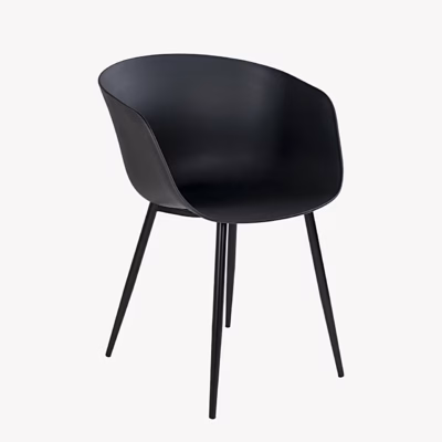 Must söögitool mustade metalljalgadega Roda