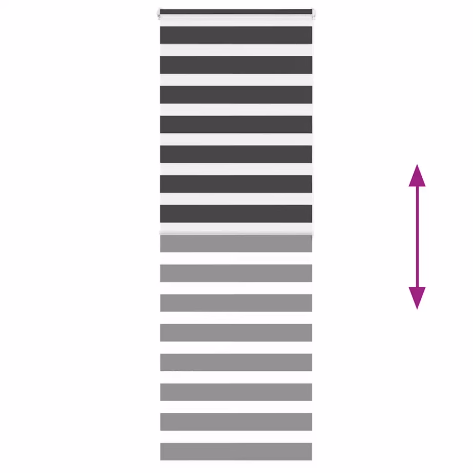 Must sebra rulookardin kettmehhanismiga, 80 x 200 cm, 100% polüester – 5